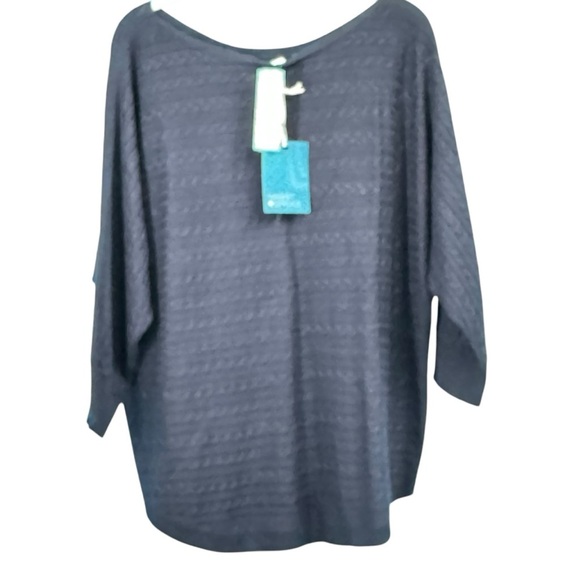 Cable Knit Dolman Pullover Sweater Navy - Picture 2 of 5